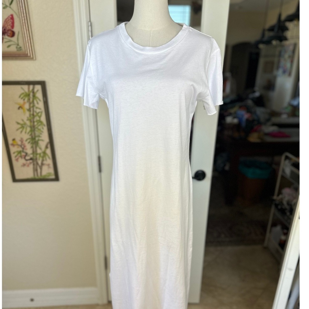 Frank & Eileen Tee Lab T-Shirt Maxi Dress SZSmall White Jersey Knit Short Sleeve - Picture 4 of 13